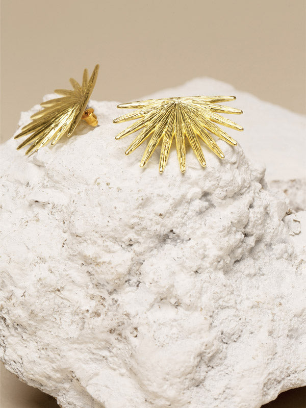 Gold Palm Leaf Earrings