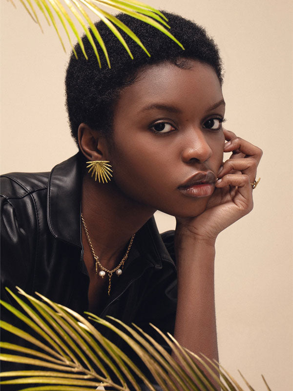 Gold Palm Leaf Earrings