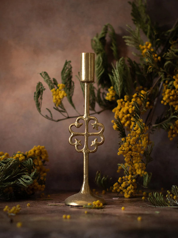 Nyame Dua Brass Candlestick Holder