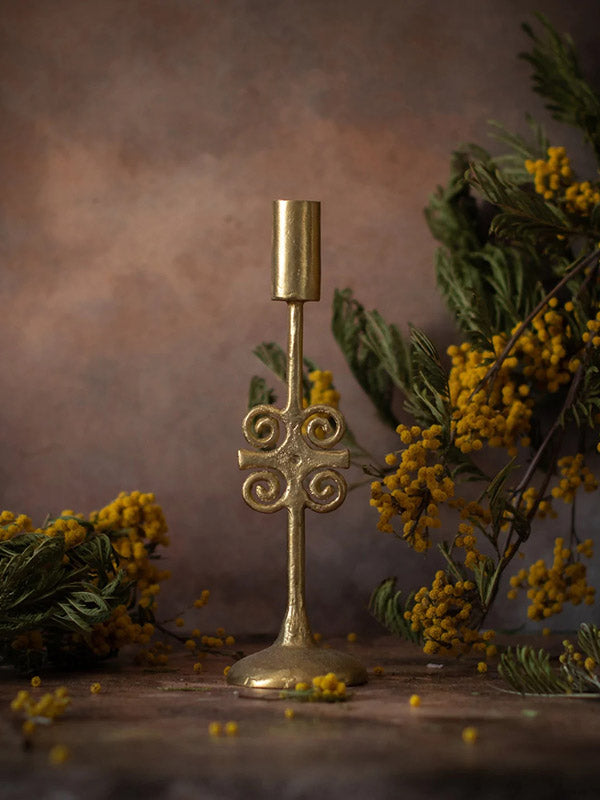 Dwennimemen Brass Candlestick Holder