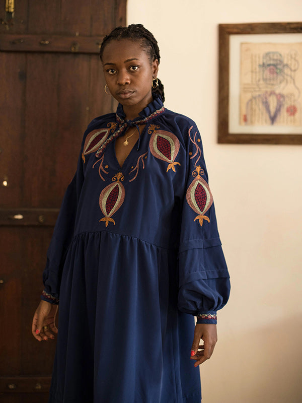 Pomegranate Oversized Dress - Navy