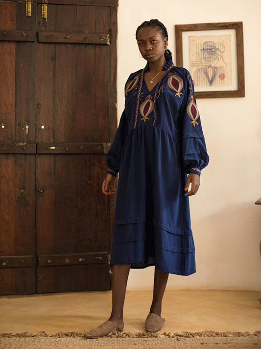 Pomegranate Oversized Dress - Navy