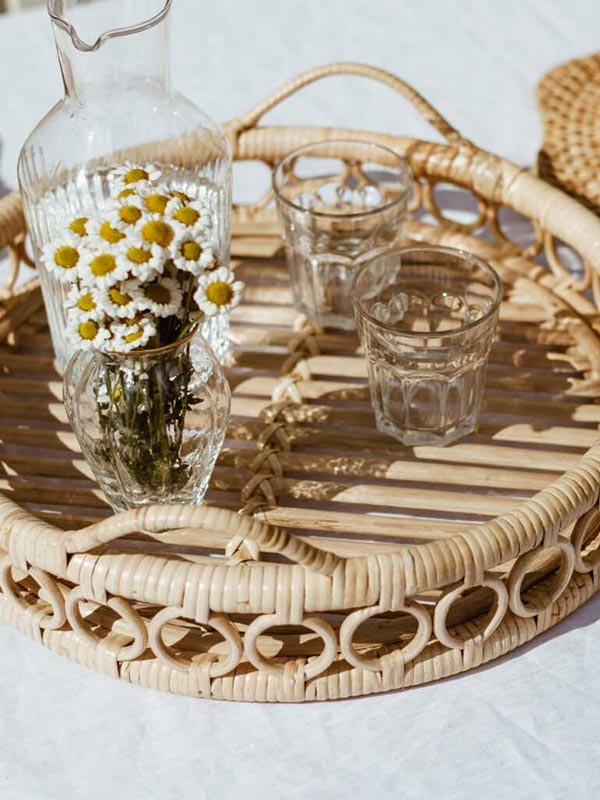 Odesa Round Rattan Tray