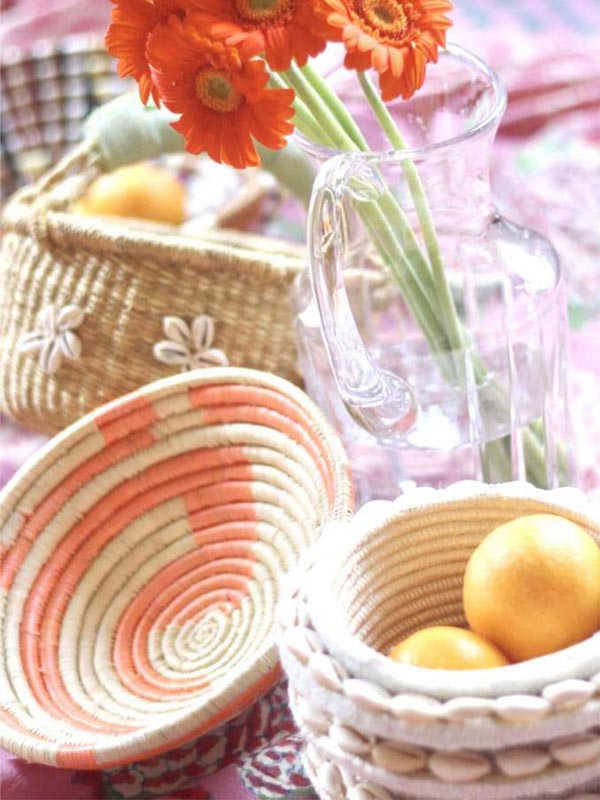Salmon Pink Mini Round Basket / Plateau