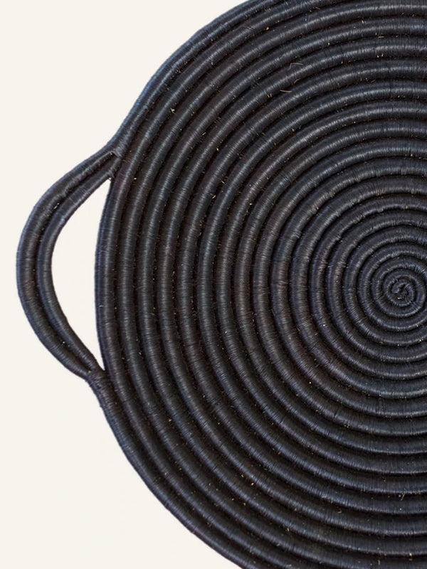 Double Handed Woven Tray, Black