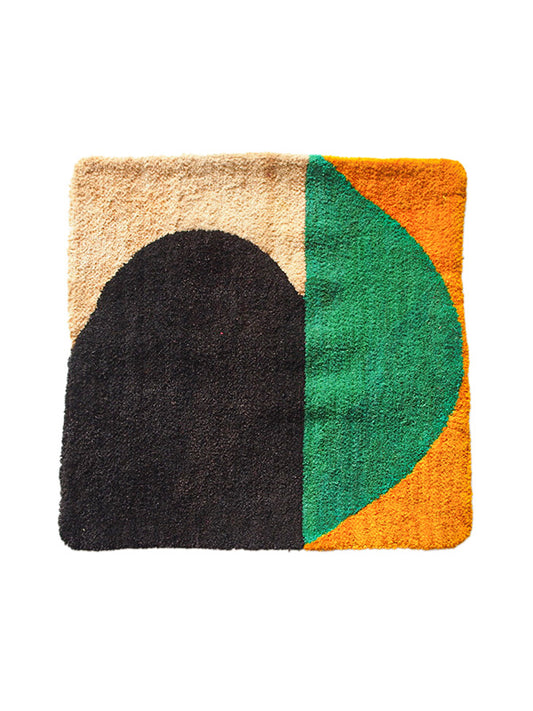 textured raffia cushion