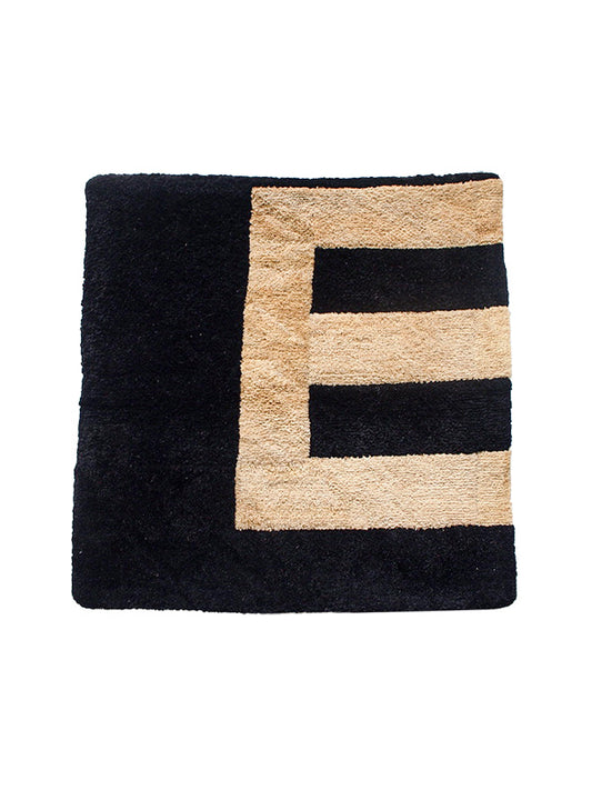 natural raffia black and white cushion