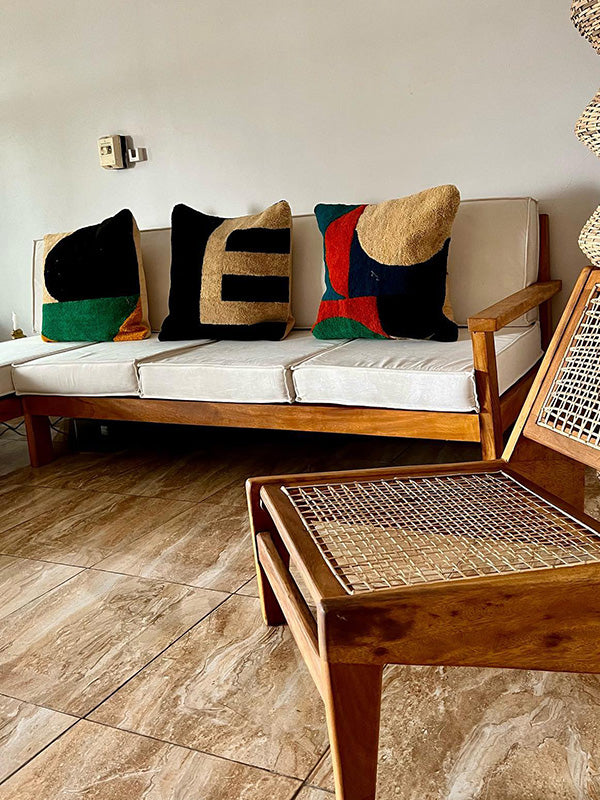 Maman Jacqueline - Textured Raffia Kuba Cushion