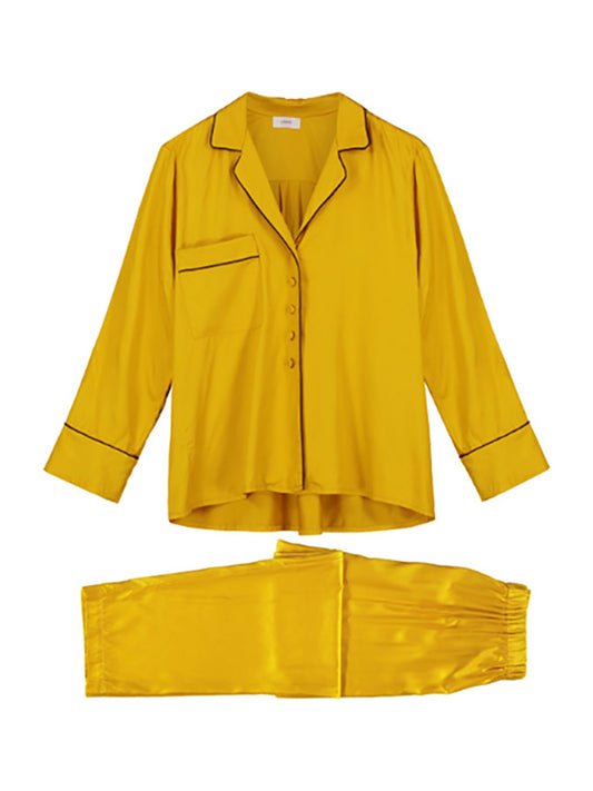 Yellow Bamboo Silk Pyjama Set, Adesoji