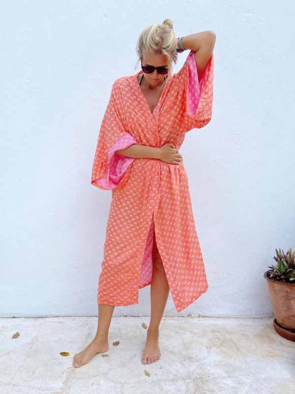 Orange Blossom Long Kimono