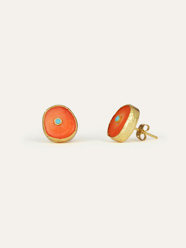 Amalfi Coral Coloured Howlite Stud Earrings