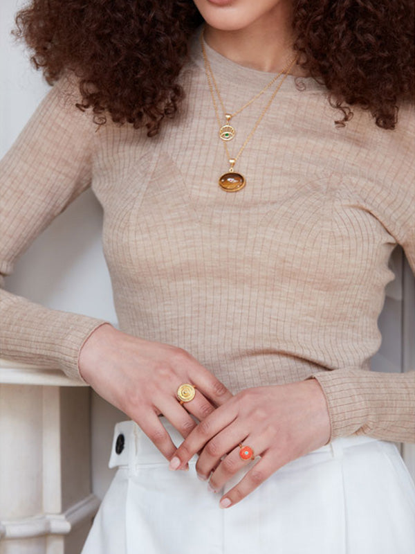 Amalfi Coral Coloured Howlite Cocktail Ring