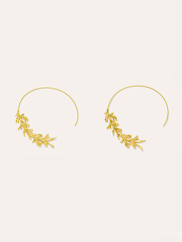 Zephyr Gold Pull Through Hoop Earrings