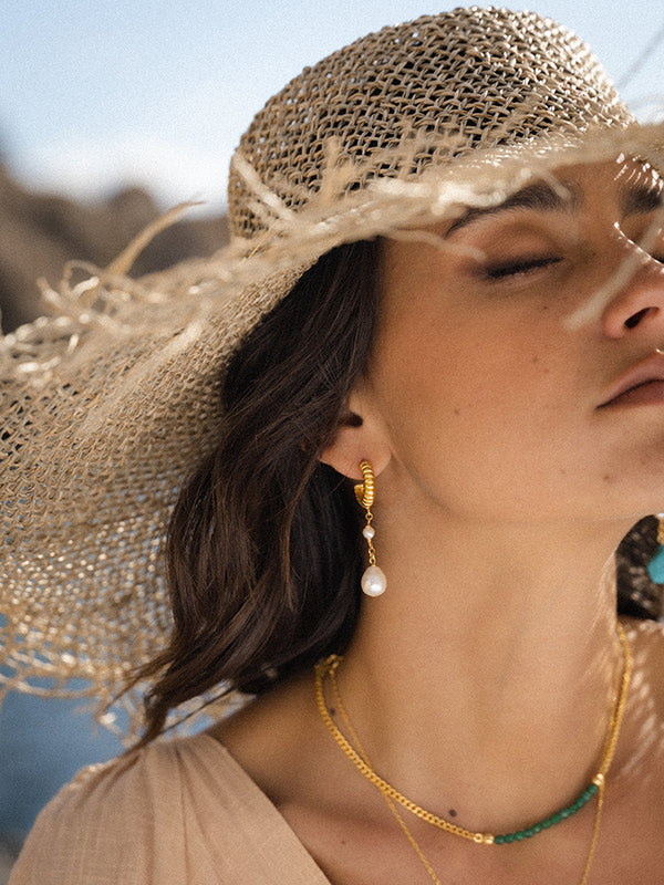 Dune Hoop Earrings with Pearls