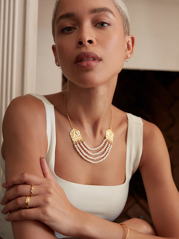 Elena Pearl Statement Antique Necklace