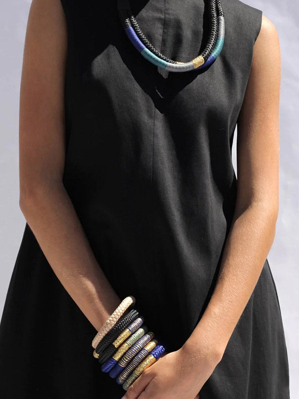 Rope Bangle - Teal & Black