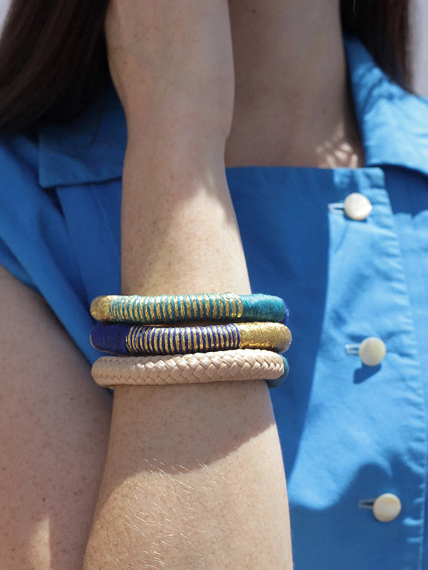 Rope Bangle - Teal & Black