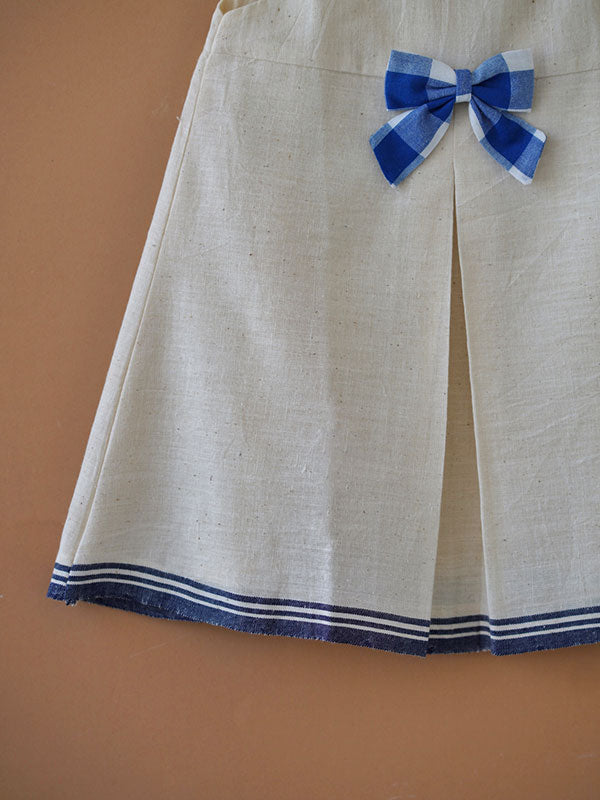 Organic Kora Frock With Blue Check Bow