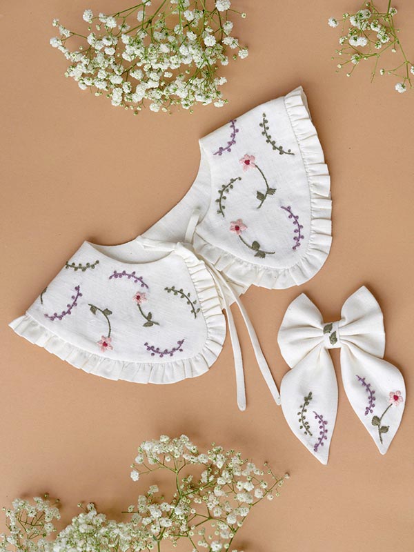 Detachable Collar and Hair Bow Set for Kids