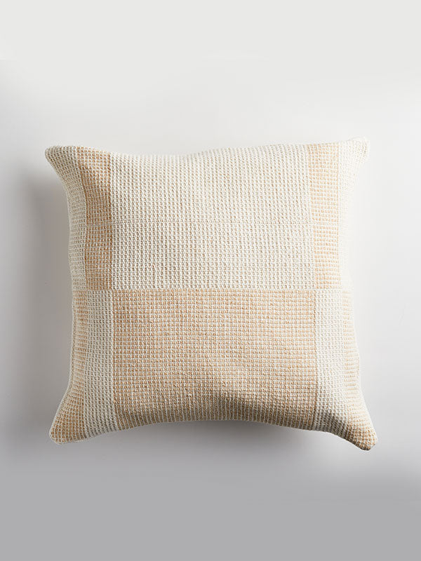 cream pink check organic cotton cushion