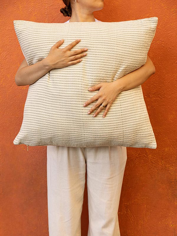 oversized striped square cushion