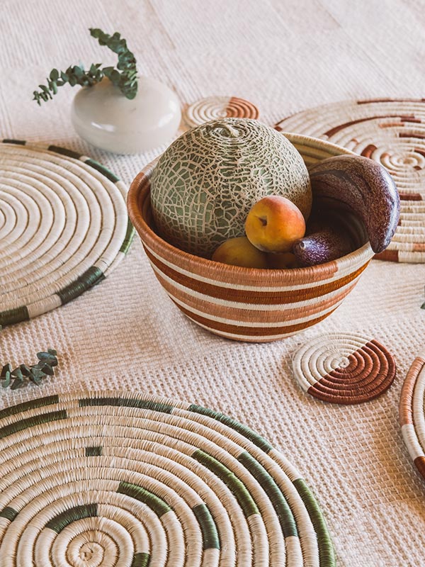 Boyaca Fruit Bowl, Burgundy & Salmon Pink