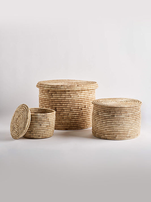 Morenas Natural Lidded Storage Basket