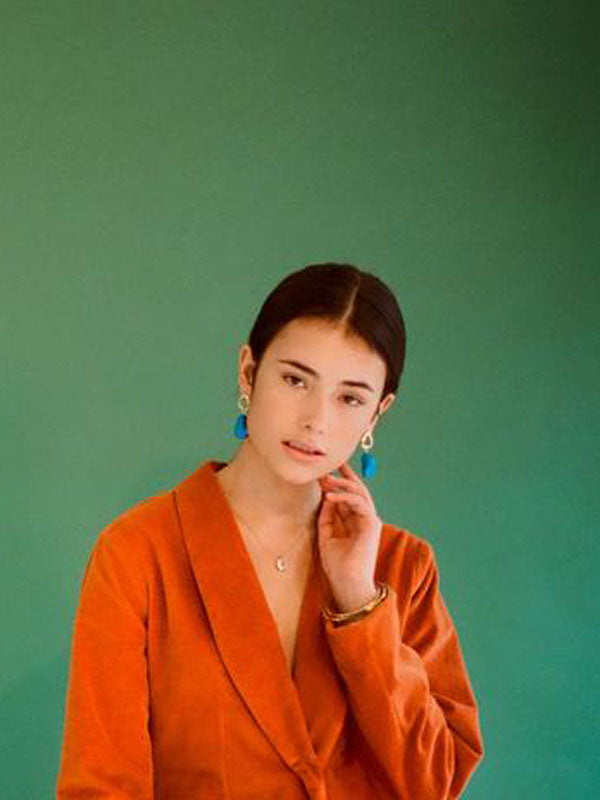 Turquoise Organic Brass Earrings