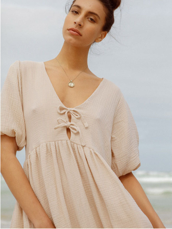 Country Mocha Cotton Midi Dress