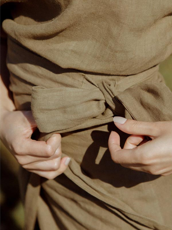 Olive Green Kimono Linen Top