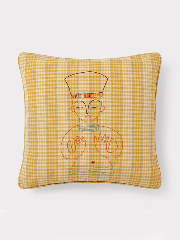Queen Zenobia Yellow Embroidered Cushion