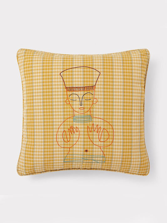 Queen Zenobia Yellow Embroidered Cushion