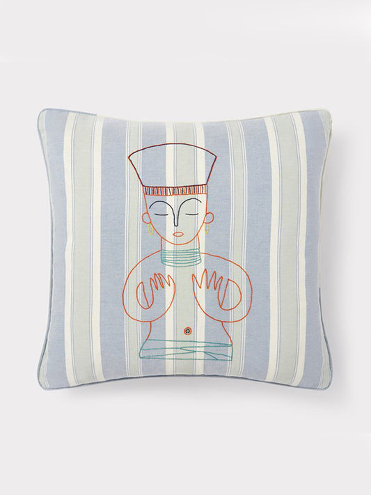 Queen Zenobia Blue Embroidered Cushion