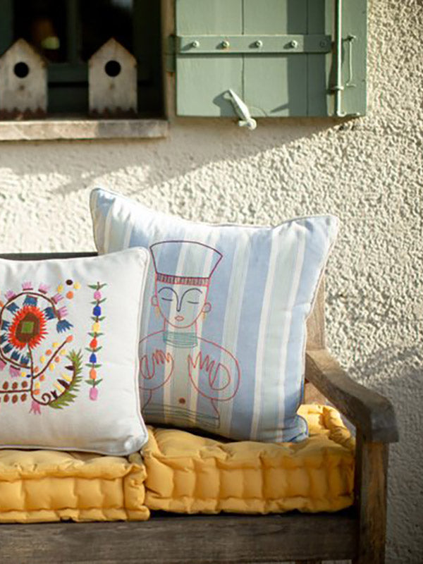 Queen Zenobia Blue Embroidered Cushion