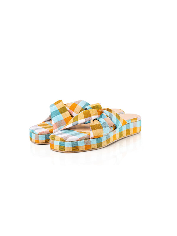 Alicia Gingham Print Summer Flatforms