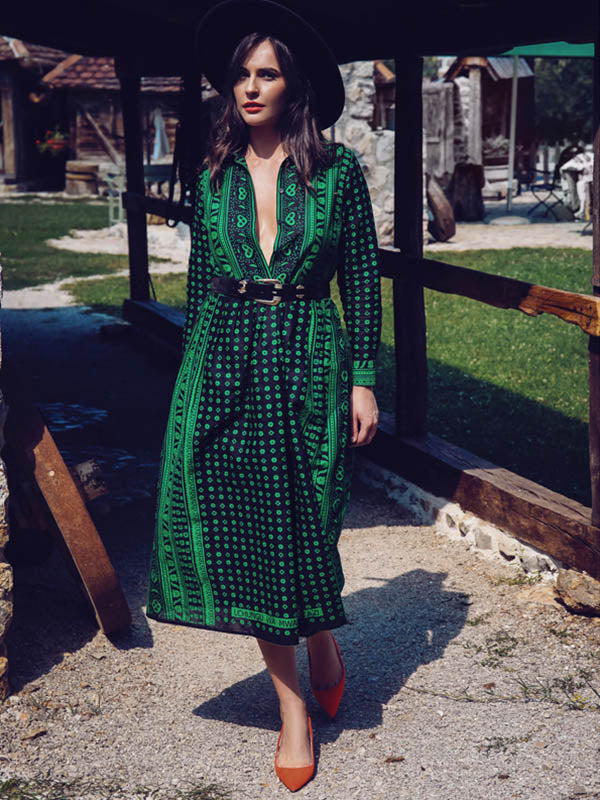 African Emerald Green Print Dress