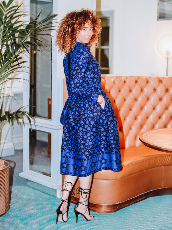Midnight Sky Blue Print Dress