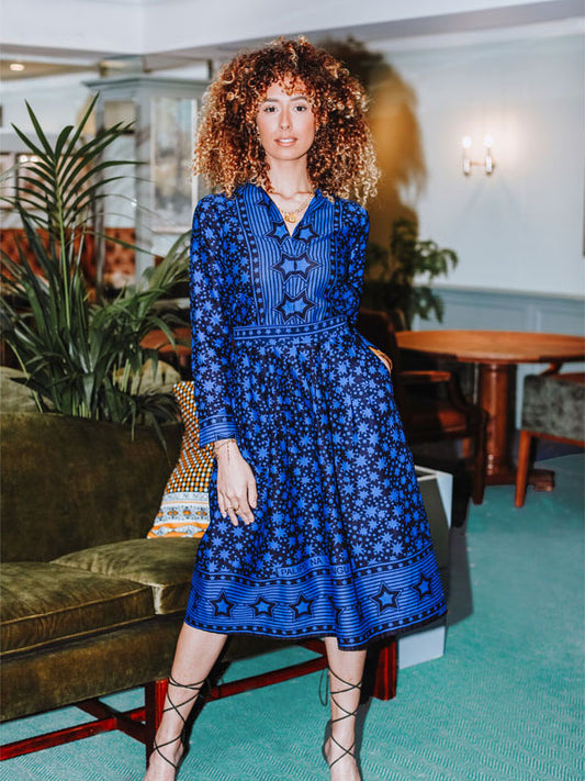 Midnight Sky Blue Print Dress