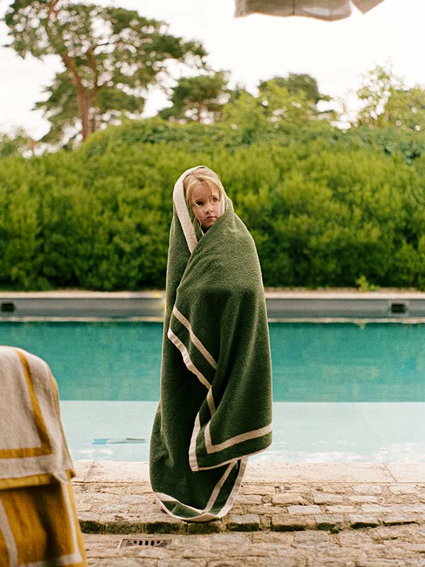 THE CLASSIC Towel - Ecru & Green