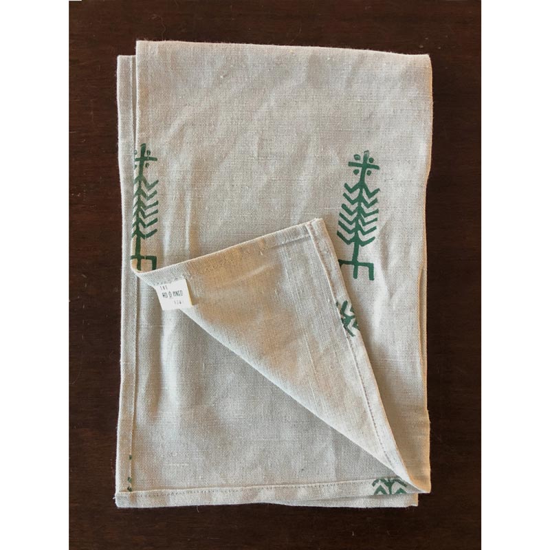 Naturally Dyed Olive Green Linen Tea Towel