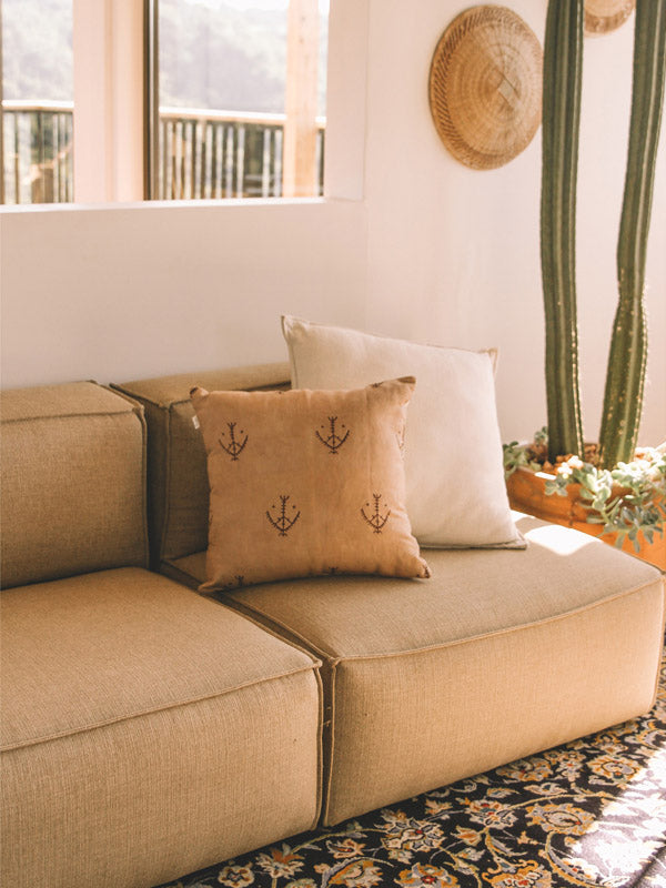 brown plant dyed cotton cushion
