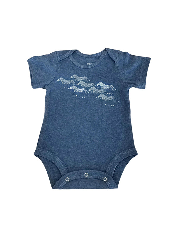 Navy Zebras Organic Babygrow