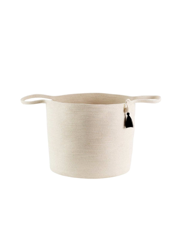 handwoven white storage basket