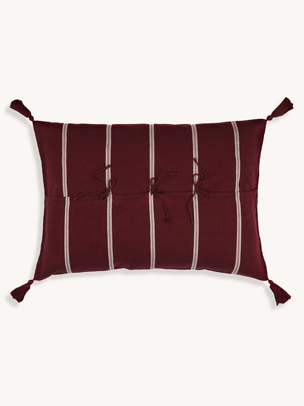 Rayas Stripe Zinacantan Handwoven Cushion - Burgundy