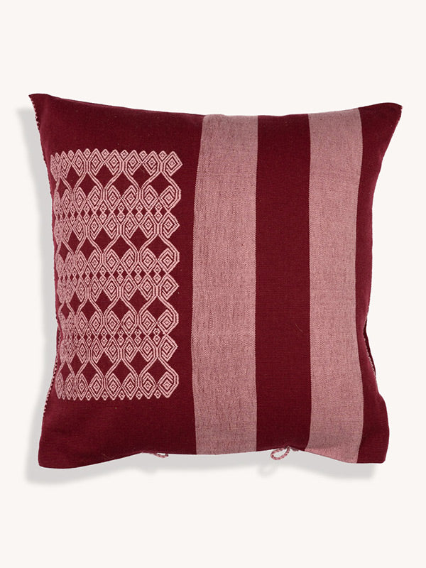 Larrinaga Handwoven Cushion Cover - Burgundy / Pink