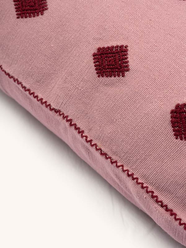 The Path of the Sun Handwoven Cushion - Pale Pink