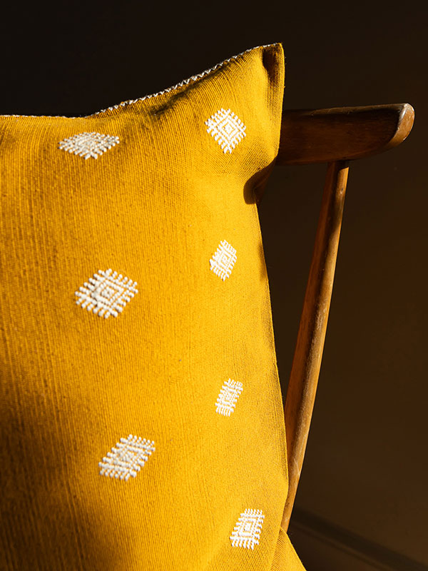 The Path of the Sun Handwoven Cushion - Yellow