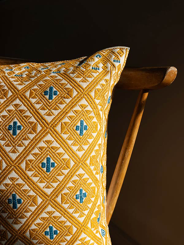 Zuma Handwoven Brocade Cushion Cover - Yellow
