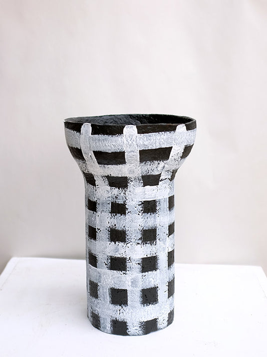Mbabane Tall Vase - Black Check