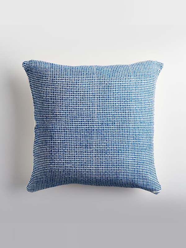 organic cotton blue textured cushion